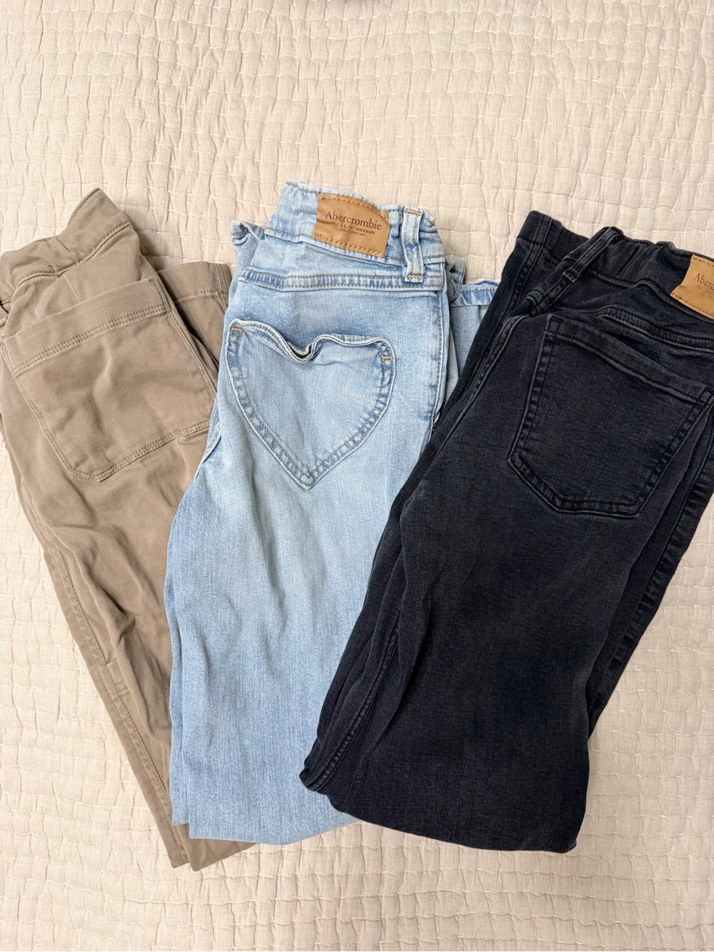 Abercrombie & Fitch set of 3 Girls high waist wide leg Jeans, size 13-14 Long